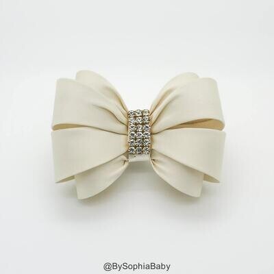 Ivory Bow Hair Clip Girls Bow Hair Clip Bow Hair Clip Wedding Hair Clip Toddler Hair Clip Rhineston…