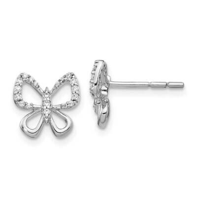 Butterfly Earrings 14k White Gold Diamond EM3728-016-WA, MPN: EM3728-016-WA, 883957205656