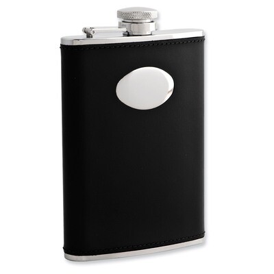 Black Leather 8oz Stainless Steel Flask with Funnel GM3810, MPN: GM3810, 788089036645