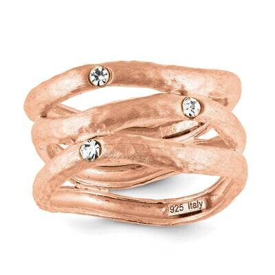 Sterling Silver three row open ring swirl ring with diamonique cz&#39;s-P J317483171351
