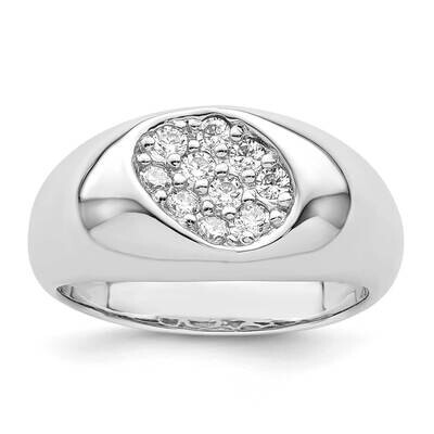 CZ Diamond Oval Cluster Ring Sterling Silver Rhodium-Plated QR7253, MPN: QR7253,