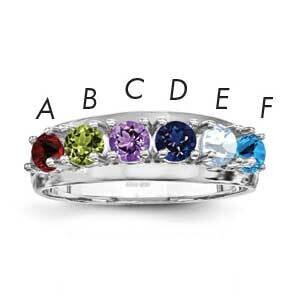 Synthetic 6 Stone Mother&#39;s Ring Sterling Silver Rhodium-plated XMR7/6SS-10, MPN: XMR7/6SS-10, 88395…