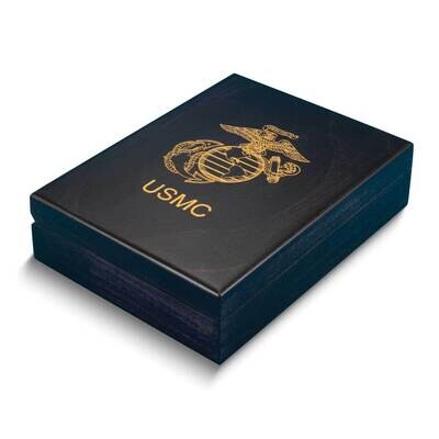Black with Gold Accented USMC Logo Wooden Keepsake Box GM25128, MPN: GM25128,