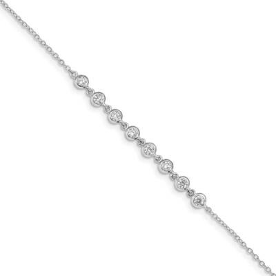 Bezel CZ Diamond with .5in ext Bracelet Sterling Silver Rhodium-plated QG4884-6.75, MPN: QG4884-6.7…