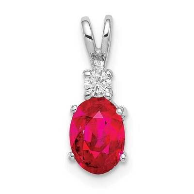7x5mm Oval Ruby Diamond pendant 14k White Gold XP1005R_AA, MPN: XP1005R_AA, 883957170022