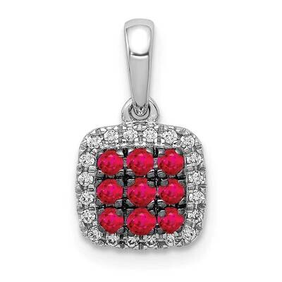 .23 Ruby Square Pendant 14k White Gold Diamond PM5258-RU-010-WA, MPN: PM5258-RU-010-WA, 883957308500