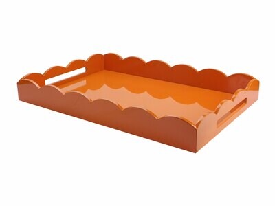 Addison Ross Medium Orange Scalloped Edge Tray 17 x 13 Inch Lacquer TR3502, MPN: TR3502, UPC/EAN: 5…
