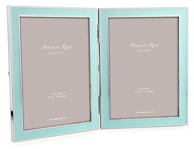 Addison Ross Blue Enamel &amp; Silver Double Picture Frame 5 x 7 InchSilver-plated FR1119, MPN: FR1119,…