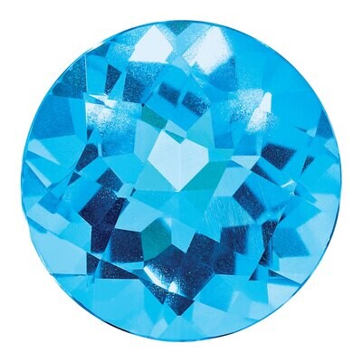Blue Topaz 9mm Round Checkerboard AA Quality Gemstone BT-0900-RDX-AA, MPN: BT-0900-RDX-AA,