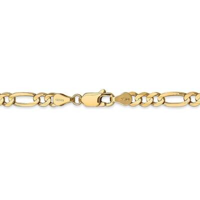 28 Inch 4.50mm Concave Open Figaro Chain 14k Yellow Gold LFG120-28, MPN: LFG120-28, 191101833397