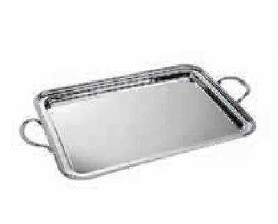 Ercuis Rencontre Rectangular Serving Tray With Handles 19.625 x 15 Inch Silver Plated F522450-50, M…