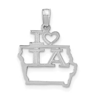 Iowa State Pendant 14k White Gold Solid D1159W, MPN: D1159W,