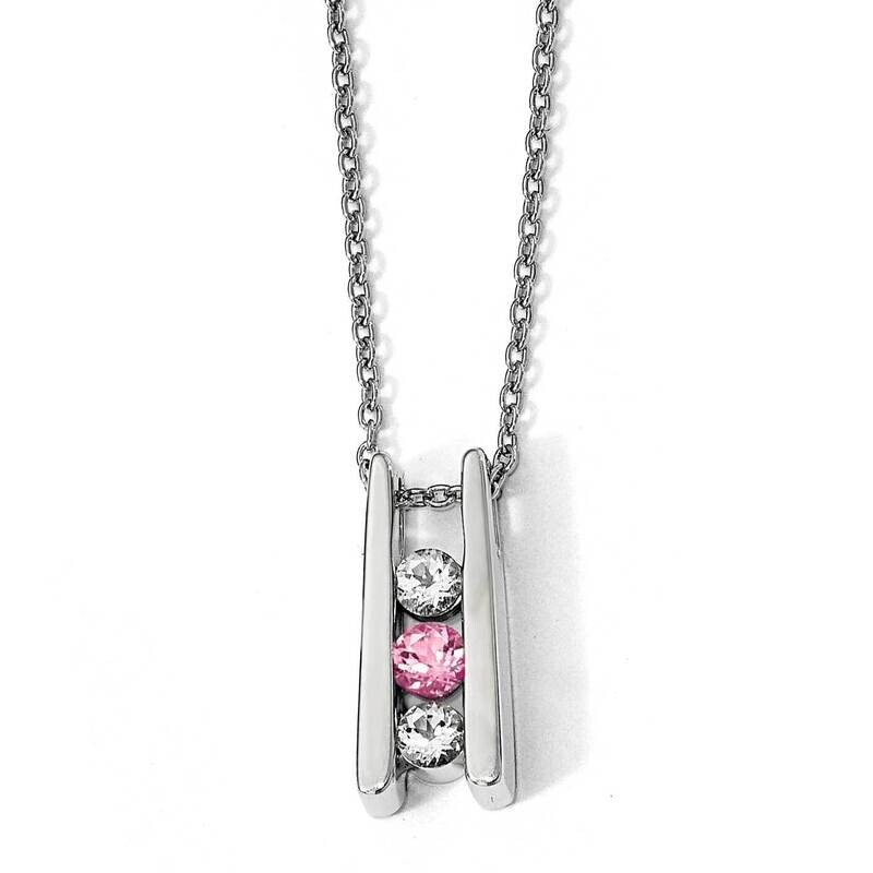 Survivor Clear &amp; Pink Swarovski Topaz Grateful Necklace Sterling Silver SV229SS-16, MPN: 10SV229W-1…