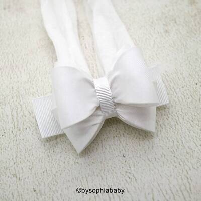 White Bow Headband White Girls Headband Baby White Bow Headband Newborn Baptism Headband Nylon Head…