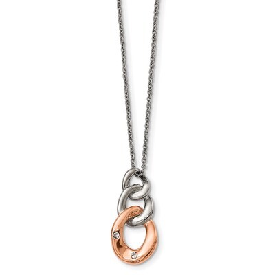 Rose IP Three Loop Crystal Necklace Stainless Steel Polished SRN2223-18 by Chisel, MPN: SRN2223-18,…