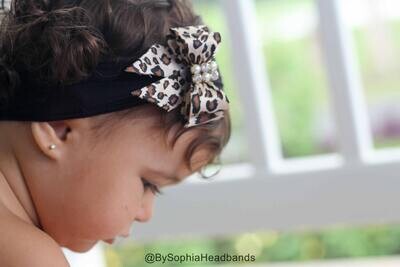 Leopard Bow Baby Headband Newborn Bow Headband Photography Prop Baby Bow Headband Animal Print Head…