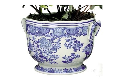 Mottahedeh Blue &amp; White Floral Cachepot Y1627, MPN: Y1627,