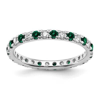 Si1/Si2 G H I &amp; Created Emerald Eternity Band 14k White Gold Lab Grown Diamond ET0049-CEM-050-45WLG…