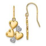 Hearts Shepherd Hook Earrings 14k Gold &amp; White Rhodium Polished TF1870, MPN: TF1870, 637218161683