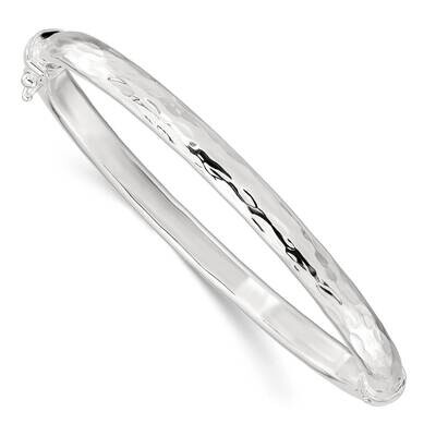Textured Hinged Bangle Sterling Silver Polished QB1418, MPN: QB1418, 196904154991