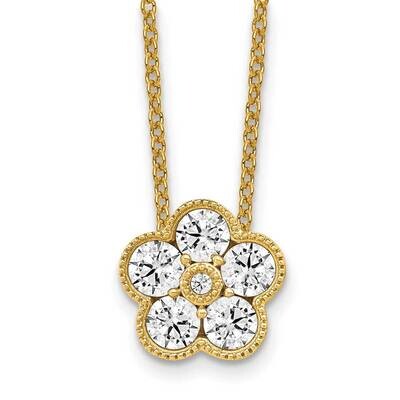 Diamond Vs/Si D E F Floral Pendant Necklace 14k Yellow Gold True Origin Lab Grown PM6345-076-YLD, M…