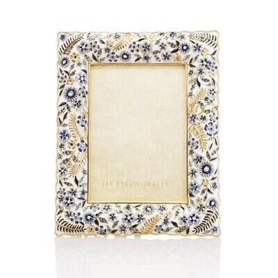 Jay Strongwater Florence Ruffle 5 x 7 Inch Picture Frame Indigo SPF5814-284, MPN: SPF5814-284,