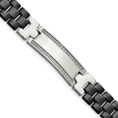 Stainless Steel Ceramic Polished 1/4ct tw. Diamond 8.75 Inch Bracelet Stainless Steel SRB1521-8.25 …