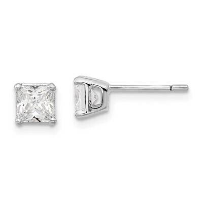 Sterling Silver Rhodium-plated Diamonore 4.75mm Princess Cut Stud Earrings EXS1794/DAWT-SSDM