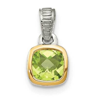 Peridot Pendant Sterling Silver with 14k Gold Accent QTC1718, MPN: QTC1718, 883957748177