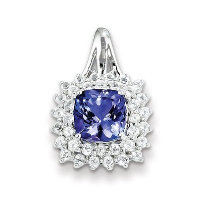 White Topaz &amp; Tanzanite Square Pendant Sterling Silver QP3056TZ