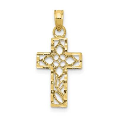 Diamond-Cut Filigree Cross Pendant 10k Gold 10C3791, MPN: 10C3791,