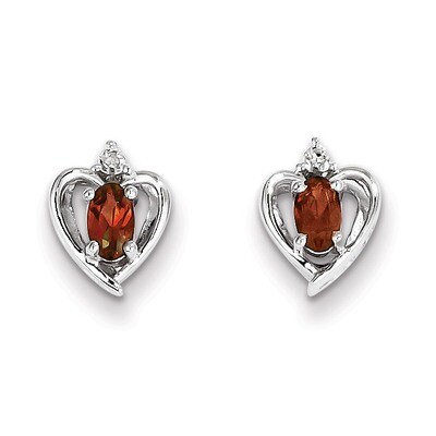 Garnet &amp; Diamond January Earrings Sterling Silver QBE19JAN, MPN: QBE19JAN, 883957478401
