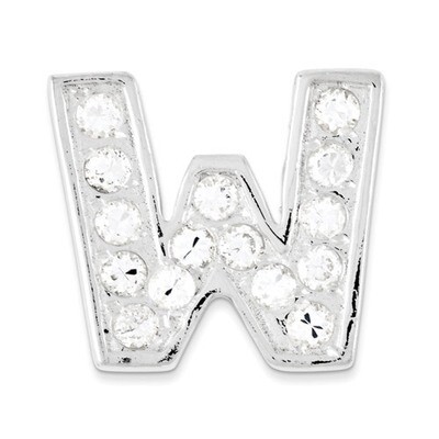 CZ Initial W Charm Sterling Silver QC6527W