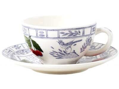 Gien Oiseau Blue Fruits Breakfast Cups &amp; Saucers 12922PTA01, MPN: 12922PTA01, 840769099521