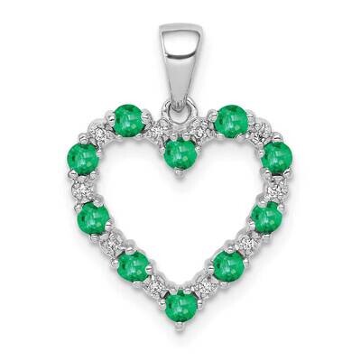 Emerald Heart Pendant 14k White Gold Diamond PM5270-EM-003-WA, MPN: PM5270-EM-003-WA, 883957449937