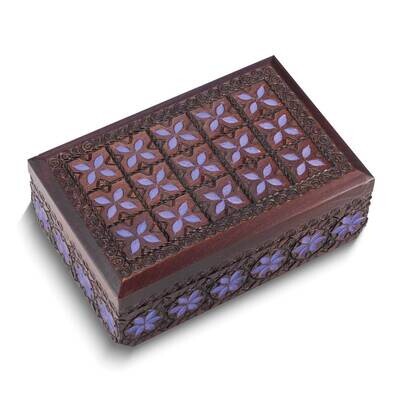 Deep Purple Design Carved and Painted Wood Keepsake Box GM25126, MPN: GM25126,