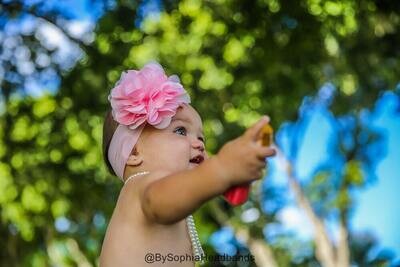 Baby Headband Light Pink Flower Headband Pink Baby Headband Big Flower Headband Flower Girl Headban…