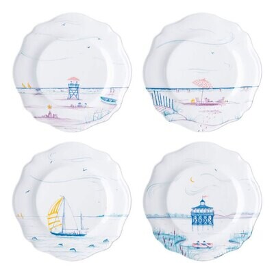 Juliska Country Estate Seaside Melamine Dessert Salad Plates, Assorted Set of 4 MA125SET/88, MPN: M…