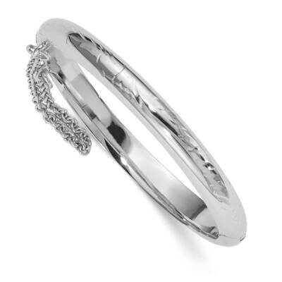 Sterling Silver Rhodium-plated Safety Hinge Childs Bangle with Pink Pouch GM18048, MPN: GM18048,