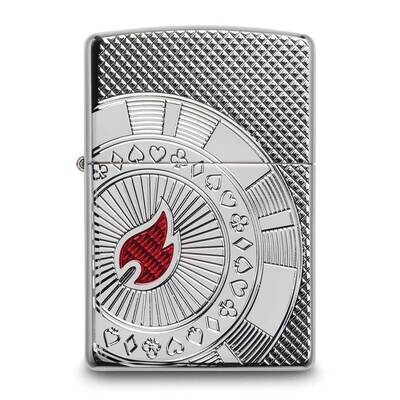 Zippo High Polish Chrome Armor with Epoxy Poker Chip Lighter GM25919, MPN: GM25919,