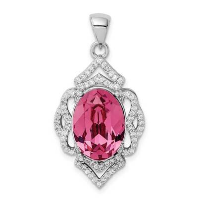 Clear &amp; Pink Crystal Pendant Sterling Silver Rhodium-plated QP5217, MPN: QP5217, 883957953335