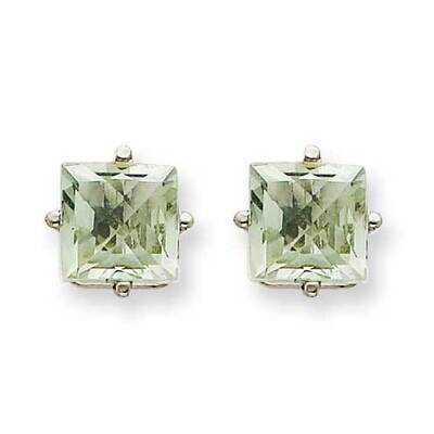 6mm Square Checker-Cut Green Quartz Earrings 14k White Gold XE62WCG, MPN: XE62WCG, 883957094380