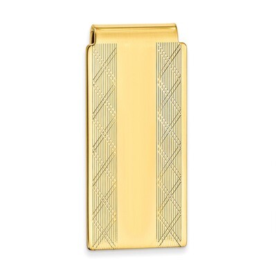 Kelly Waters Hinged Money Clip with X pattern Sides Gold-plated KW709, MPN: KW709, 191101055140