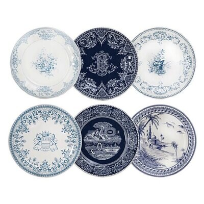 Gien Les Depareillees Blue Dessert Plates Assorted 1849B6AD26, MPN: 1849B6AD26, 3660838011424
