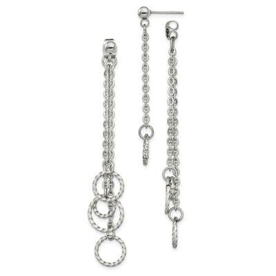 Multi Circles Front &amp; Back Post Dangle Earrings Stainless Steel Polished SRE1395, MPN: SRE1395, 191…