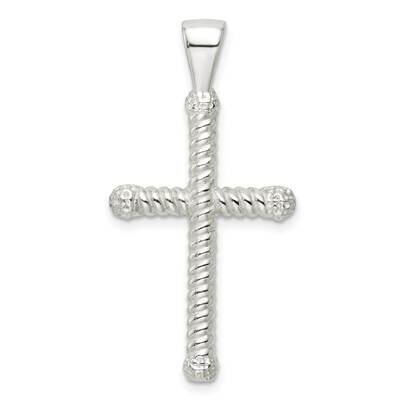 Twisted Hollow Latin Cross Pendant Sterling Silver Polished QC11109, MPN: QC11109,
