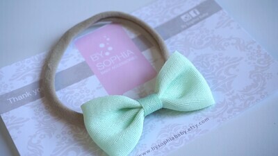 Pastel Green Bow baby headband Set Green Baby Nylon Headband Small Bows Baby Bows Newborn headbands…