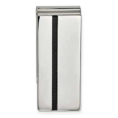 Black Carbon Fiber Inlay Money Clip Stainless Steel Polished SRM189 by Chisel, MPN: SRM189, 1911010…