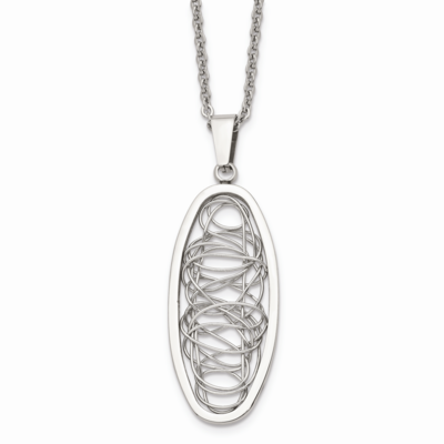 Wire Designed Oval Pendant Necklace Stainless Steel SRN1426-18 by Chisel, MPN: SRN1426-18, 88395756…