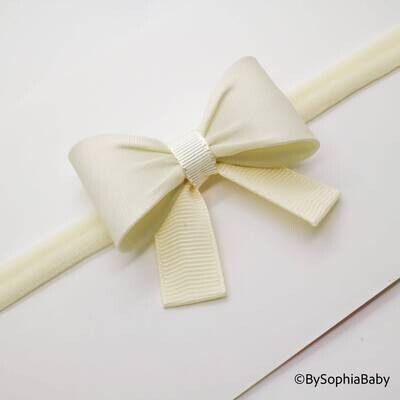 Ivory Bow Headband Baby Bow Headband Newborn Bow Headband Photography Prop Headband Ivory Gold Head…